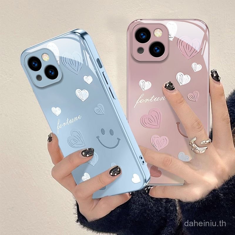 Smiley Heart Apple 15 เคสโทรศัพท์ 14 แก้ว 13Pro Gradient 12/11 Premium XRxsMax หญิง 8/7plus