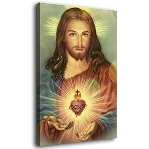 1Pcs Canvas Print Wall Art Sacred Heart of Jesus Picture Print on Canvas Home Decoration