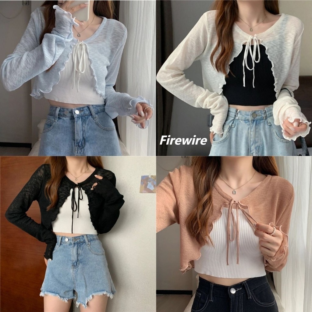 Firewire พร้อมส่ง เสื้อโค้ทวูลเนื้อเชียร์พร้อมดีไซน์ลายคลื่นในผ้าน้ำหนักเบา (Q605)​ -C