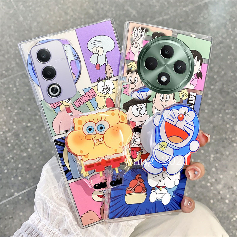 ปลอกใหม่ OPPO Reno12 F 12F A3 Pro Reno 12 F Reno12F A3Pro 5G 2024 น่ารักการ์ตูนแฟชั่นคู่โดราเอมอนเคสโทรศัพท์พร้อมขาตั้งซิลิโคนป้องกันการล่มสลายบางเฉียบนุ่มปกหลัง