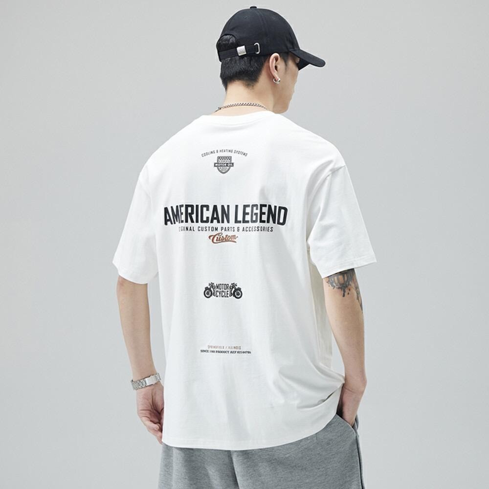 Y-T เสื้อยืดแขนสั้น ไม่มีริ้วรอย ผ้านุ่ม พิมพ์ "รถจักรยานยนต์" ผ้าฝ้าย 100% คอกลม สไตล์ถนนย้อนยุค