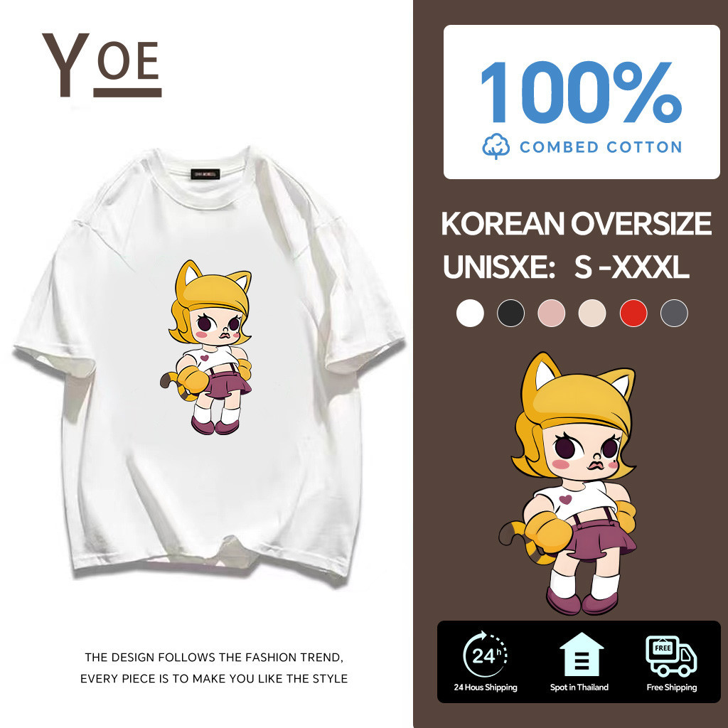 YE(จัดส่งตลอด 24 ชั่วโมง)🔥  นุ่มสบาย การ์ตูนน่ารัก   molly  ผ้าคอตตอน  Printed T-shirt