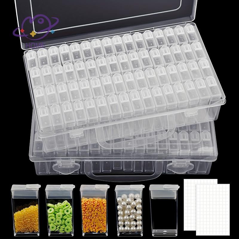 [mayhome] กล่องเก็บของพลาสติก DIY ภาพวาดเพชรลูกปัด Charms เครื่องประดับอุปกรณ์เสริม Organizer กล่องโปร่งใสสี่เหลี่ยมลูกปัด Organizer {TH}