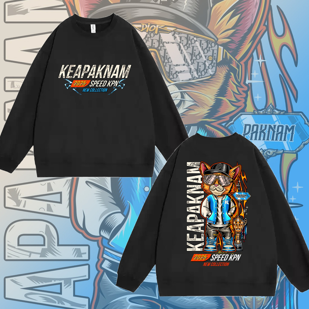 2025 KEAPAKNAM SPEED KPN NEW COLLECTION สไตล์รถแข่งรอบคอผ้าฝ้ายสำหรับผู้ชาย Sweatshirt