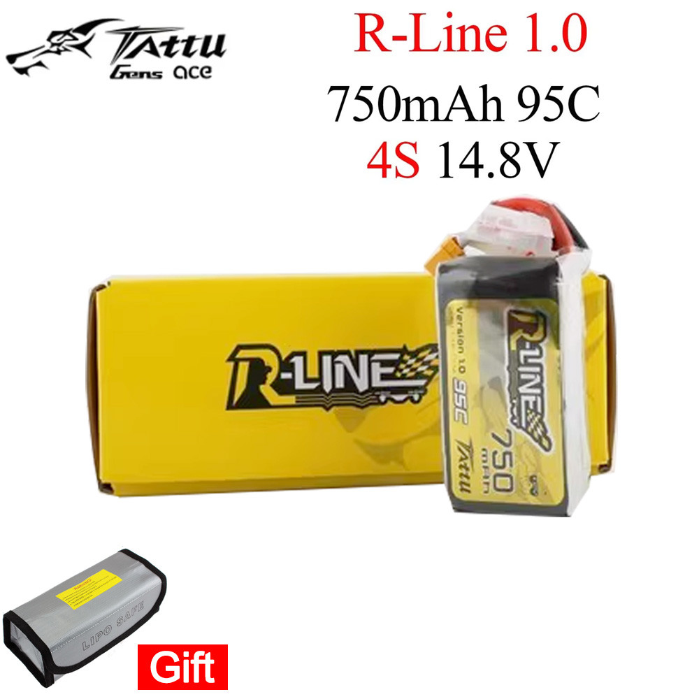 TATTU R-Line 1.0 Lipo 750mAh 11.1V 14.8V 95C 4S1P Lipo พร้อมขั้วต่อ RC FPV racing XT30