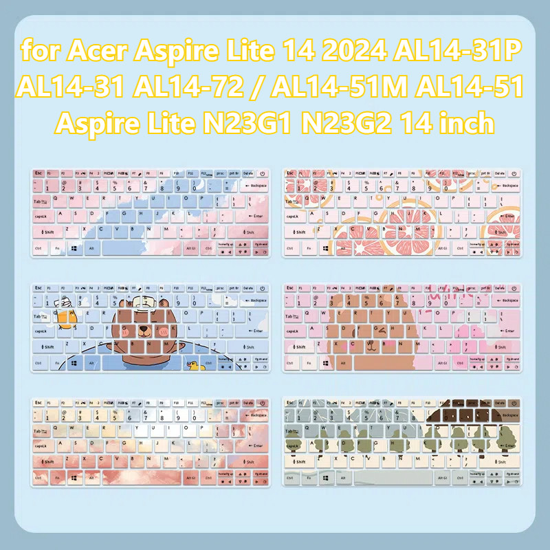 การ์ตูนทาสีคีย์บอร์ดฟิล์มสําหรับ Acer Aspire Lite 14 2024 AL14-31P AL14-32P AL14-31 AL14-72 / AL14-5