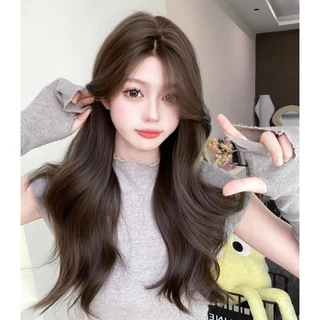 วิกผมลอนกึ่งทอมือสีน้ำตาลหม่นประกายเทา ไม่มีหน้าม้า (ยาว 64 cm) *รุ่นที่ 5 นวัตกรรมใหม่ล่าสุด* GDS Wigs