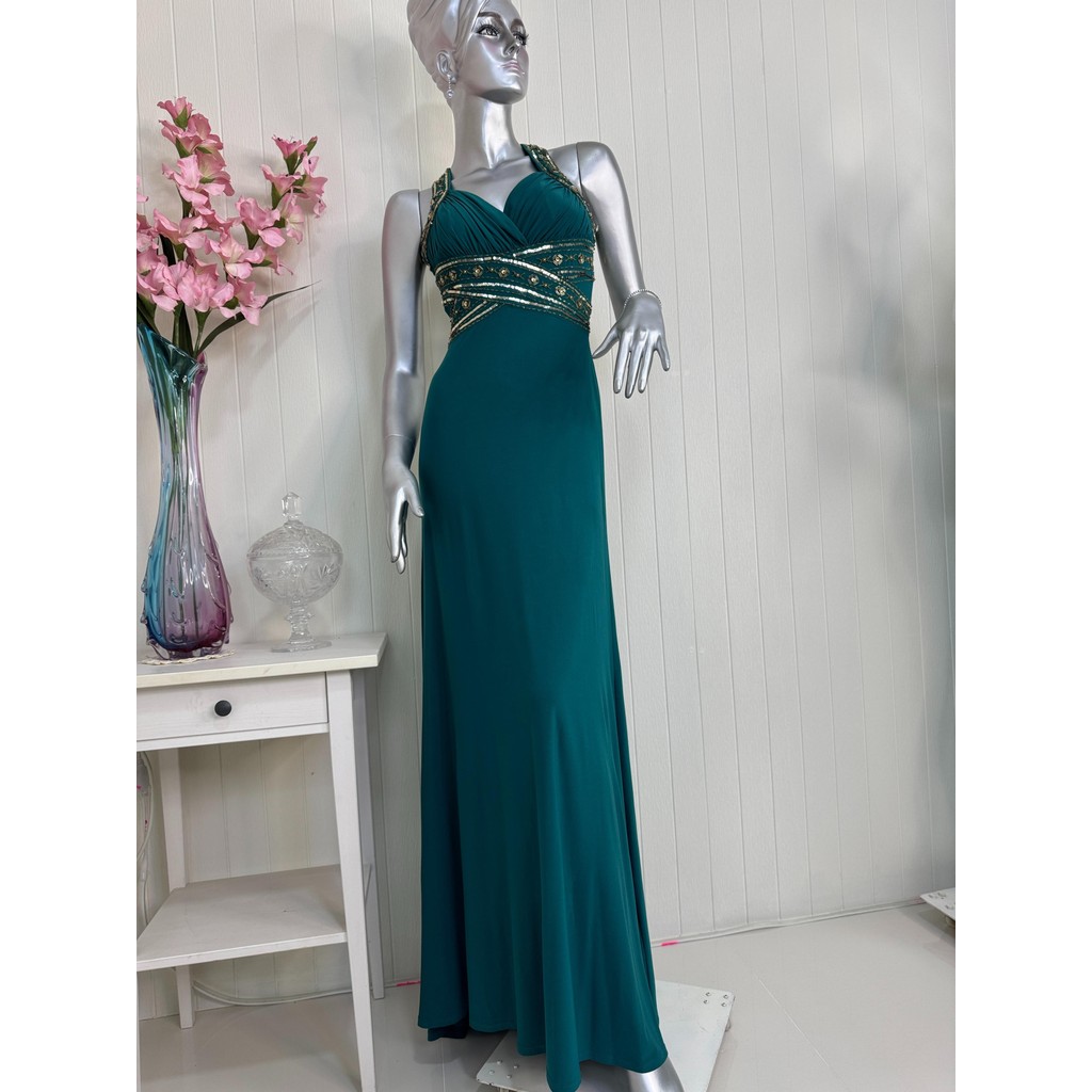 ชุดเดรสราตรีสีเขียว แบรนด์ Hailey Lagan by Adrianna Papell ส่งต่องาน Used