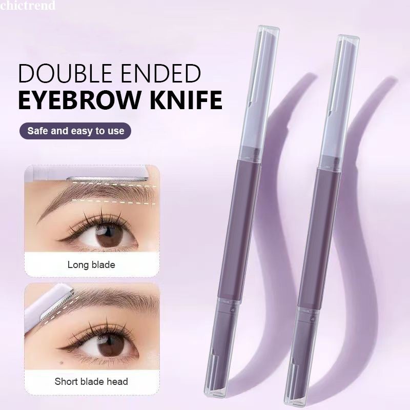 chictrendDouble Head Macro Eyebrow Trimmer กันน้ํา Sharp ผู้หญิง Eyebrow Trimmer ปลอดภัย Eyebrow Scr