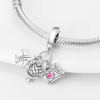 สร้อยข้อมือเงินSterling 925 สไตล์คลาสสิกใหม่ มาพร้อมจี้หิ่งห้อยเรืองแสงและเพชรสีชมพู