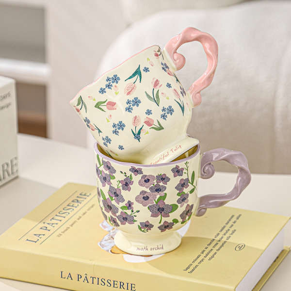 แก้วกาแฟ แก้วกาแฟดํา แก้วที่ดีพิเศษถ้วยดื่มในครัวเรือนน่ารักประณีตเซรามิกสํานักงานถ้วยกาแฟถ้วยน้ํามูลค่าสูง