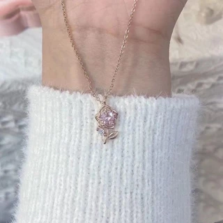 สร้อยคอจี้ดอกไม้ มินิมอลน่ารัก เครื่องประดับแฟชั่น พร้อมส่ง