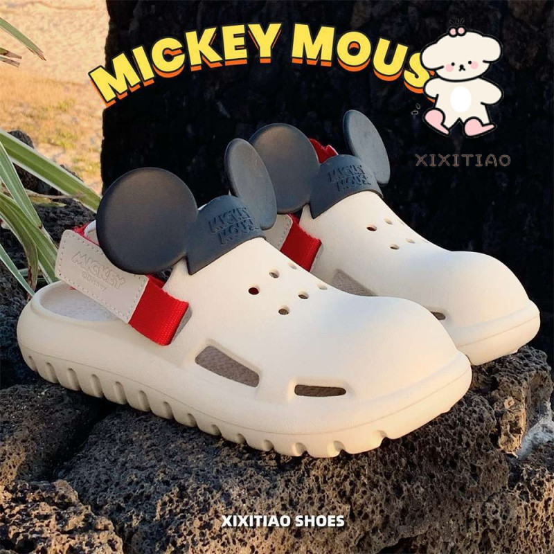 [Xixitiao x Disney] Micky & Minnie รองเท้าแตะ EVA รองเท้าแตะวันหยุดที่สะดวกสบายกลางแจ้งสองสวมใส่