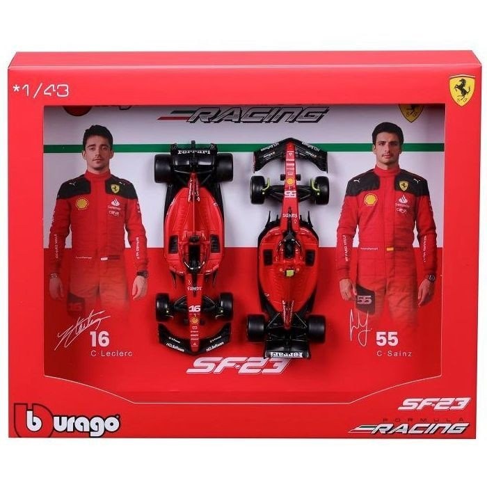 Limited Edition F1 SET Double Car Bburago 1:43 Ferrari Team F1 Set Alloy Car Model