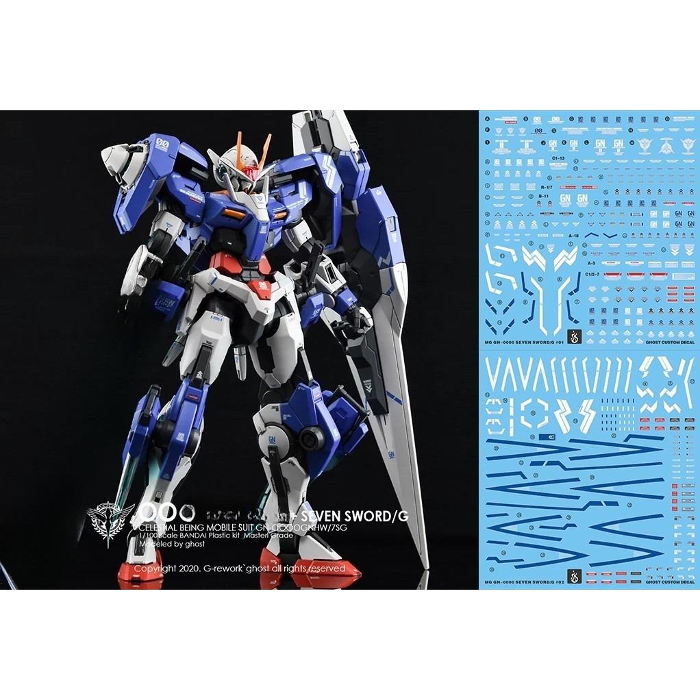 YAN GHOST MG GN-0000 00R เจ็ด SWOR D/G 00 007S 7 WATER SLIDE DECAL YANMG009