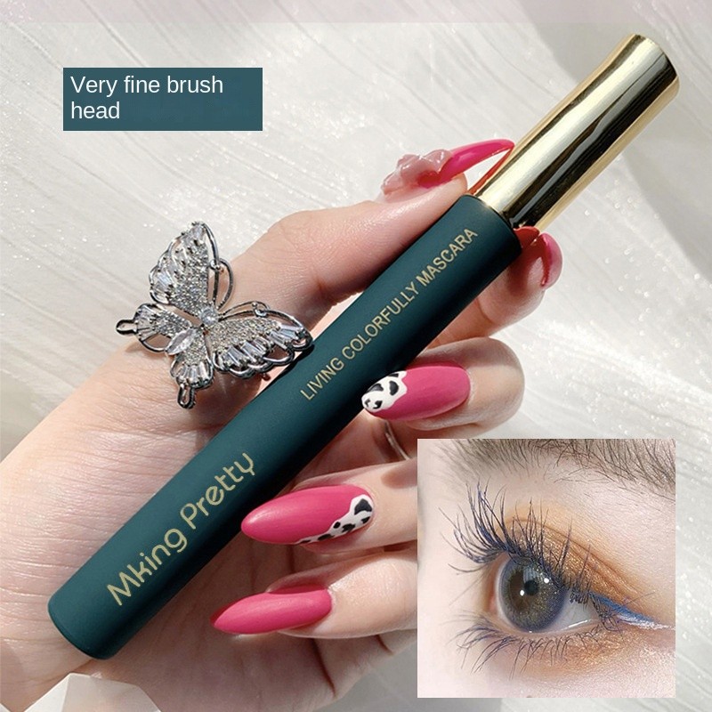 Mking PRETTY Color มาสคาร่าสําหรับผู้หญิงกันน้ําและเหงื่อบางดัดผมหัวแปรงบางหนายาวสุดไม่เลอะ