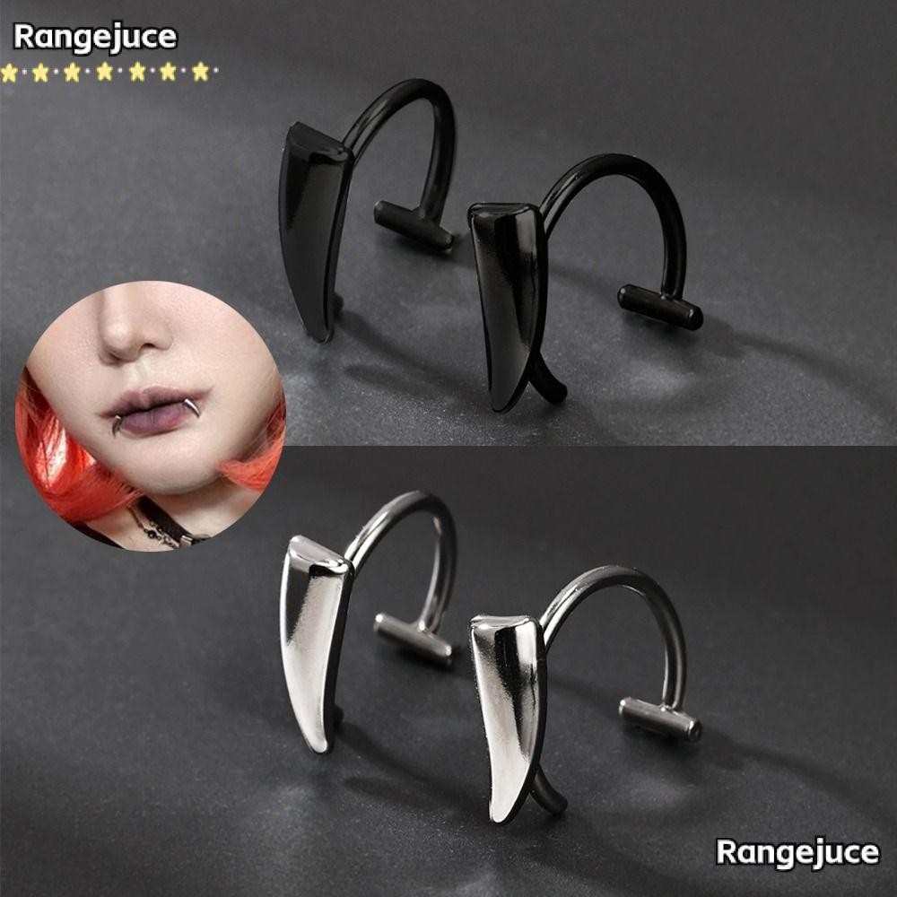 Rangejuce แหวนปากปลอม, Vampire Fang Shape Punk Non Piercing เครื่องประดับ, อุปกรณ์เสริมปาร์ตี้ Non-P