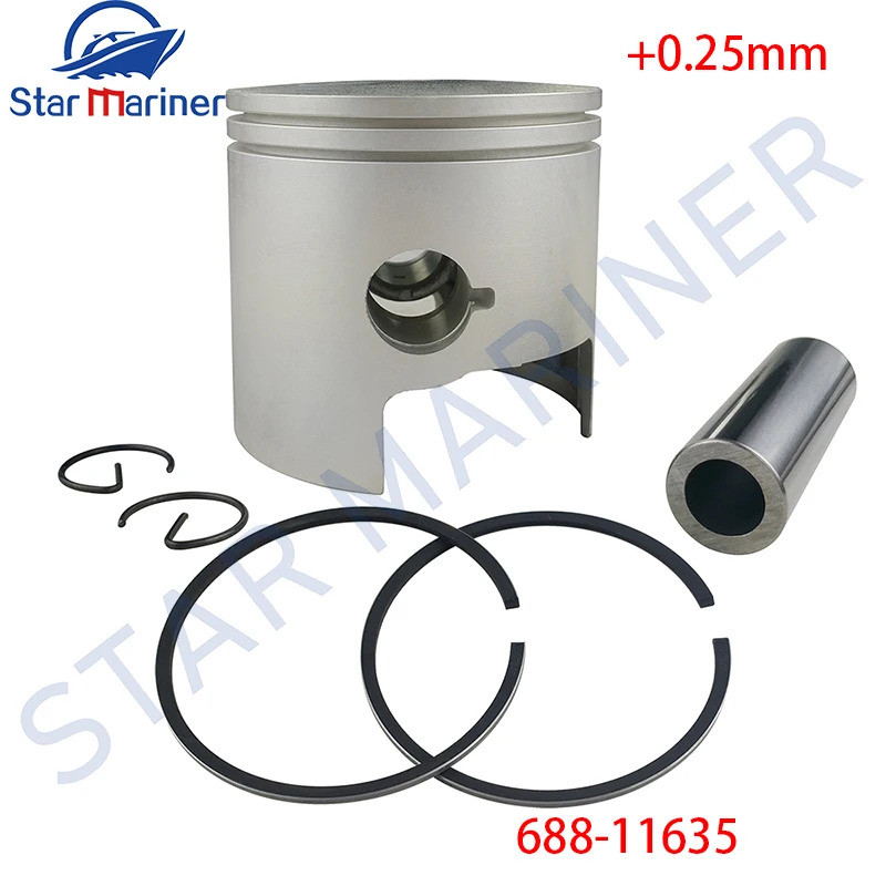 688-11235 ชุดลูกสูบ688-11604 แหวนลูกสูบ + 0.25 มม. สําหรับ Yamaha Outboard MOTOR 2T 75HP 85HP 90HP P