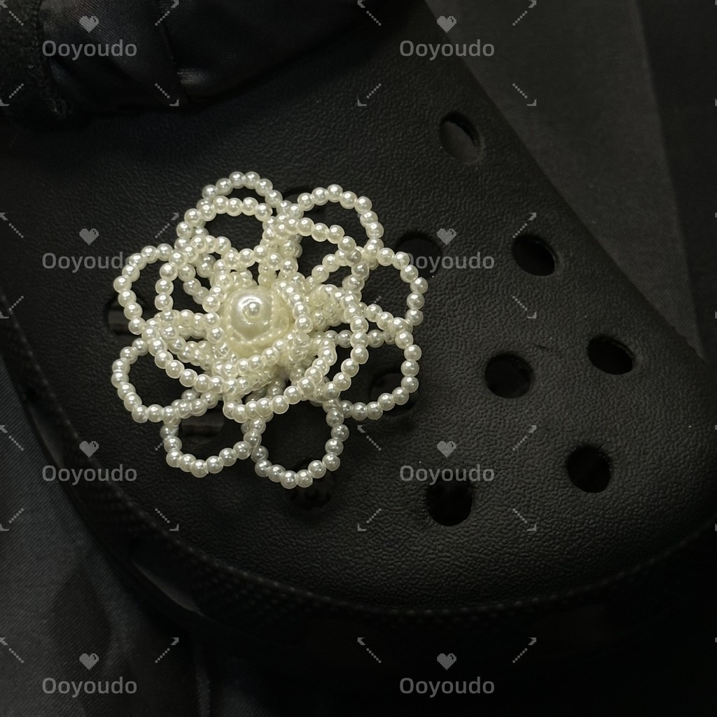 1 ชิ้น Big Rose Pearl ดอกไม้ DIY clog รองเท้าแตะสติกเกอร์ Charm ปุ่มแฟชั่นรองเท้าอุปกรณ์เสริม - รูปที่ 2