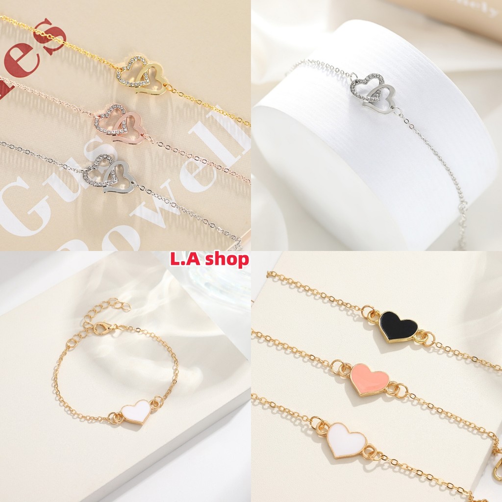 L.A Shop★สไตล์ใหม่★​พร้อมส่ง แฟชั่นสร้อยข้อมือหัวใจพีชสร้างสรรค์สร้อยข้อสร้อยข้อมือโลหะ มินิมอล 