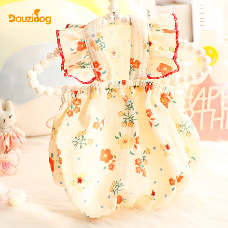 เสื้อผ้าสุนัขฤดูใบไม้ผลิฤดูร้อนเสื้อผ้าบางสไตล์หน่อเส้นด้ายฝ้ายบินแขนสุนัขขนาดเล็กเท็ดดี้สัตว์เลี้ยงกระโปรง