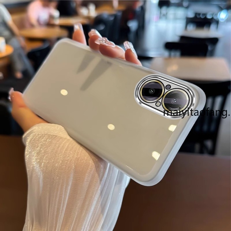 สําหรับ REALME C67 4g REALME C65 กระจกกันกระแทกขาตั้ง Anti-Fall ชุบเคสโทรศัพท์แบบนุ่มพร้อมตัวป้องกันเลนส์กล้องฝาหลัง XXXB1 - รูปที่ 3