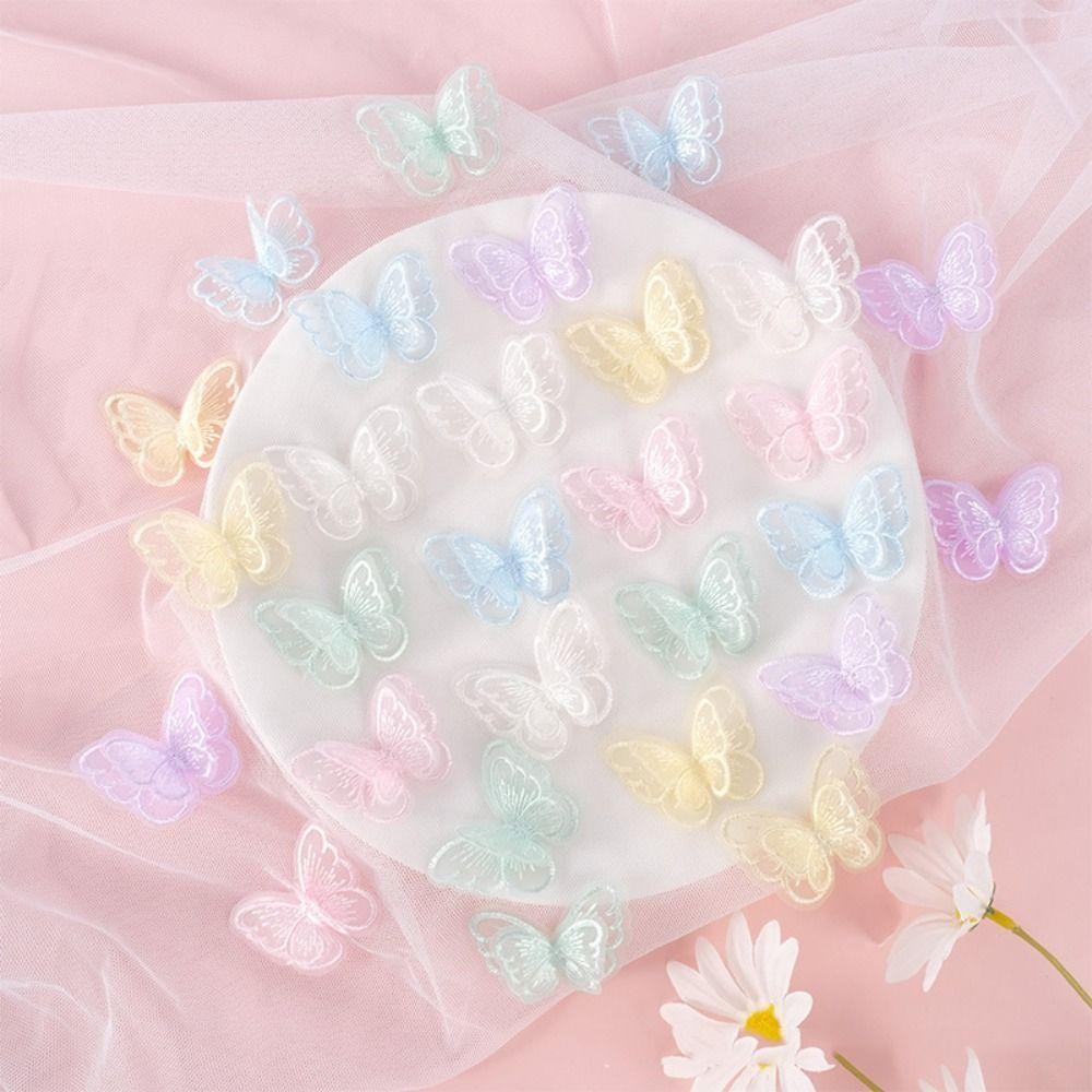 CAJA1 20 ชิ้นผีเสื้อ Appliques,โปร่งแสงสองชั้นชีฟองผีเสื้อ,แฟชั่น Handmade Dreamy เย็บหัตถกรรมตกแต่งเสื้อผ้าออกแบบวัสดุ ราคา ถูกที่สุด ดีลบีเคเค แกลเลอรีภาพที่ 8