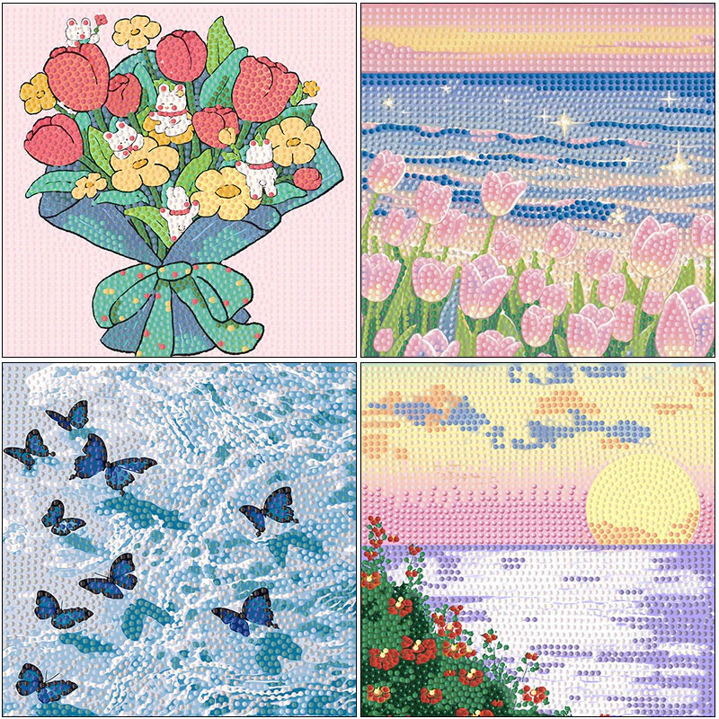 【มีเฟรม】ภาพครอสติสคริสตัล ดอกไม้ Diamond Painting DIY ภาพวาดเพชร ภาพวาดเพชร/ภาพปักเพชร/ภาพวาดปักเพชร ภาพติดเพชรพร้