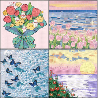 【มีเฟรม】ภาพครอสติสคริสตัล ดอกไม้ Diamond Painting DIY ภาพวาดเพชร ภาพวาดเพชร/ภาพปักเพชร/ภาพวาดปักเพชร ภาพติดเพชรพร้
