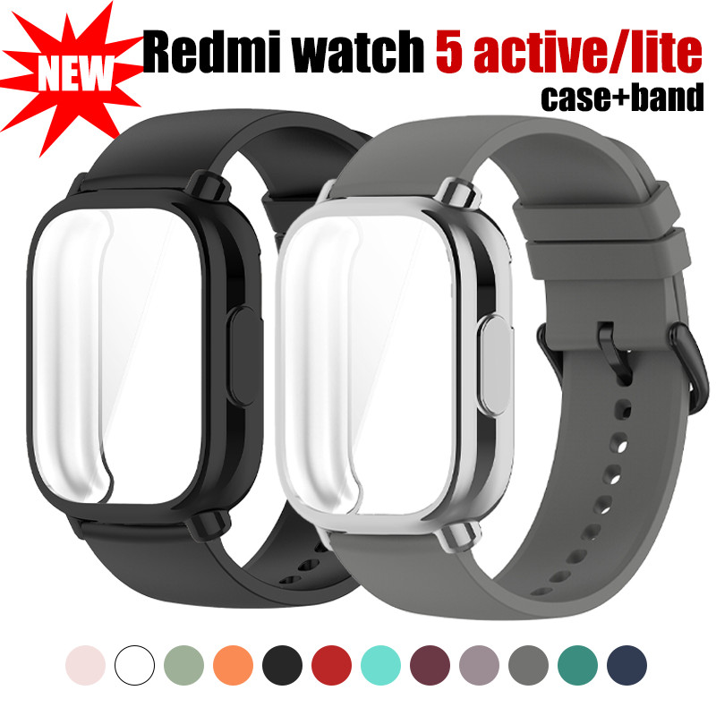 สายรัดซิลิโคนแบบสปอร์ต + TPU สําหรับ Xiaomi Redmi Watch 5 Active/lite Soft Protector ฝาครอบหน้าจอสําหรับ Redmi Watch 5 Active อุปกรณ์เสริม