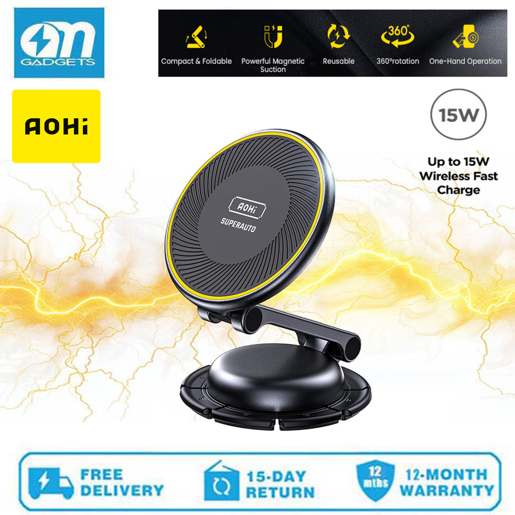 AOHI A0C-S002 สําหรับ Wireless MagSafe Car Mount Charger, All-Metal 15W MagSafe Charger, Magnetic Ph