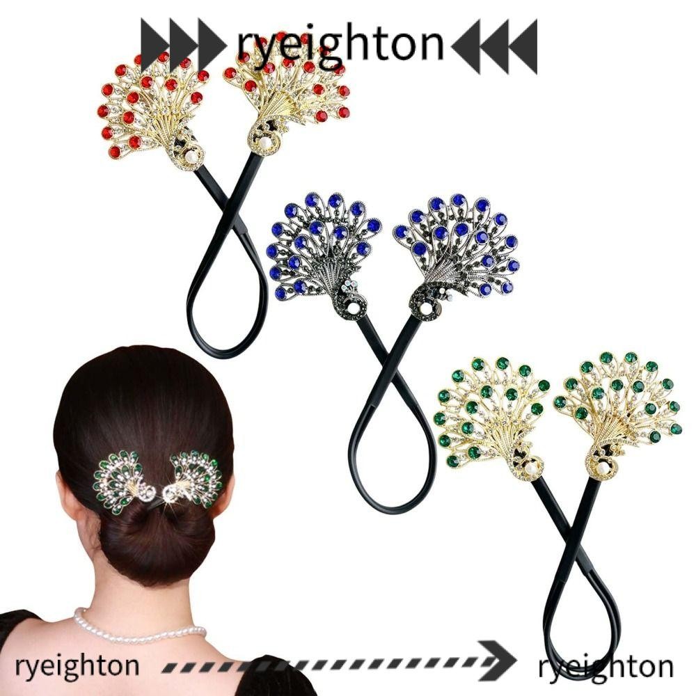 Ryeighton ทรงผม Twist, ม้วนผมเครื่องมือ Headwear ผม Bun Maker Twist, Elegant Easy Fast Snap รูปนกยูง Hairpin ผู้หญิง