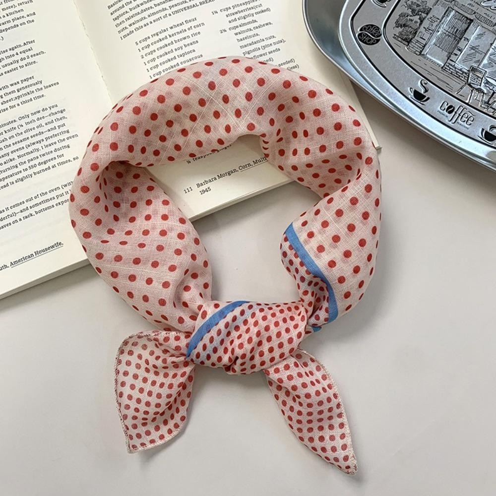 อาโอร์ ผ้าพันคอสี่เหลี่ยมเล็กๆ สไตล์เกาหลี คล้องคอ ลายจุด พิมพ์ผ้าพันคอ เสื้อผ้าหวาน อุปกรณ์ห่อหัว ไหมทุกวัน - รูปที่ 3