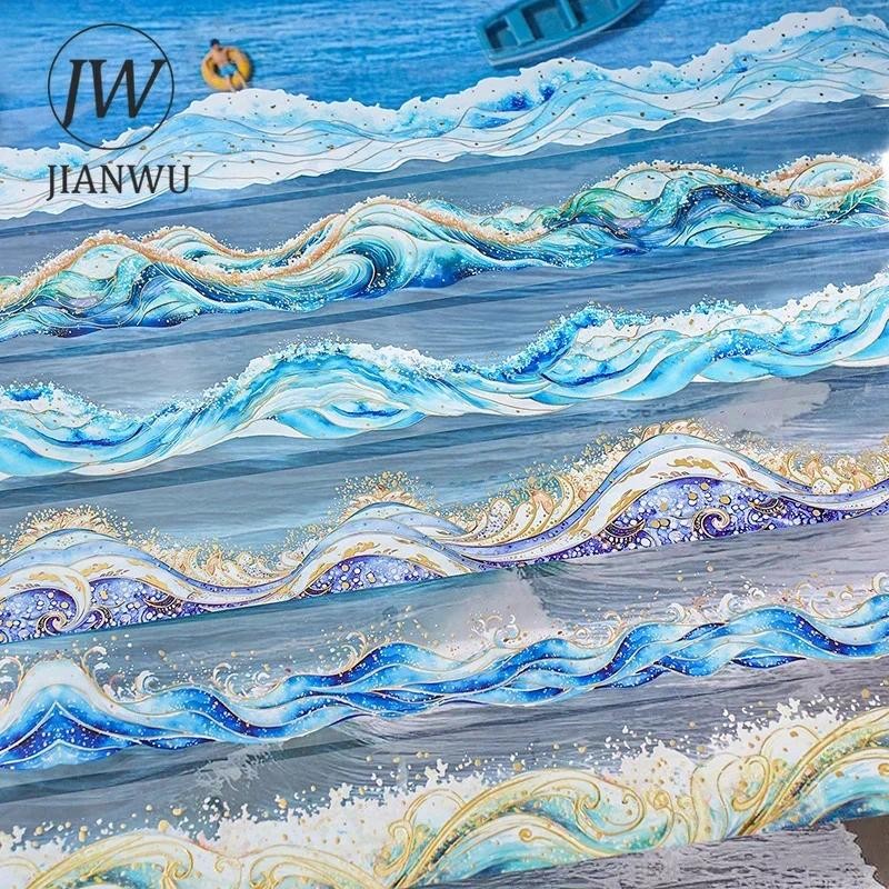 Jianwu 40 มม.* 200 ซม.Star River Waves Series Vintage Sea Waves ภูมิทัศน์วัสดุ Collage PET เทป Creative Journal เครื่องเขียน