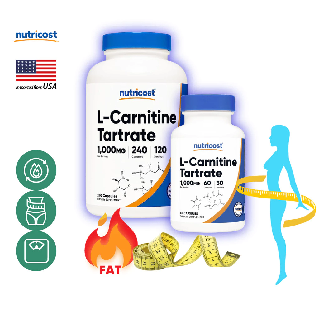 นูทรีคอสท์ แอล-คาร์นิทีน 1000 mg/s แคปซูล, Nutricost L-Carnitine /กินร่วมกับ แอปเปิ้ลไซเดอร์ บีซีเอเอ ซีแอลเอ ครีเอติ...