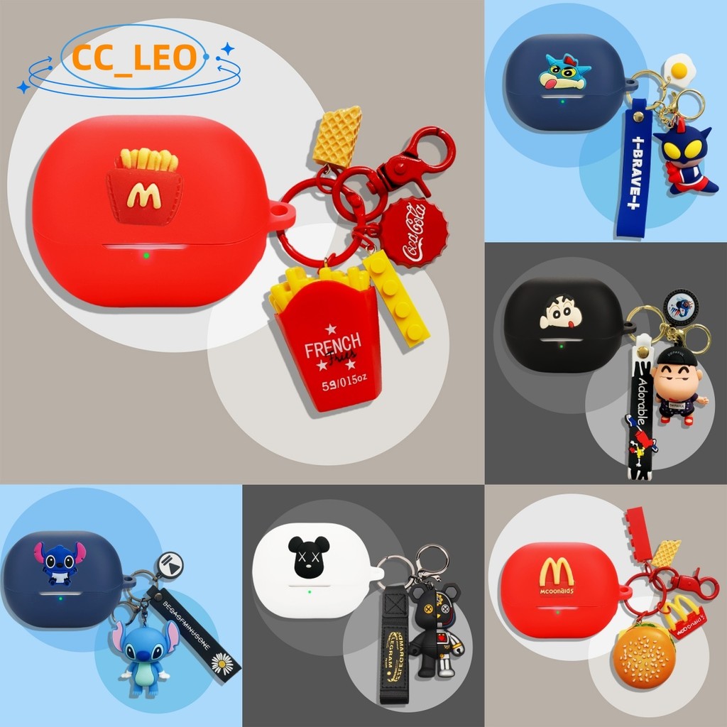 for SoundPeats Air5 Pro+ Case Cartoon Burger Fries Keychain Pendant Cute SoundPeats Air5 Pro Silicon