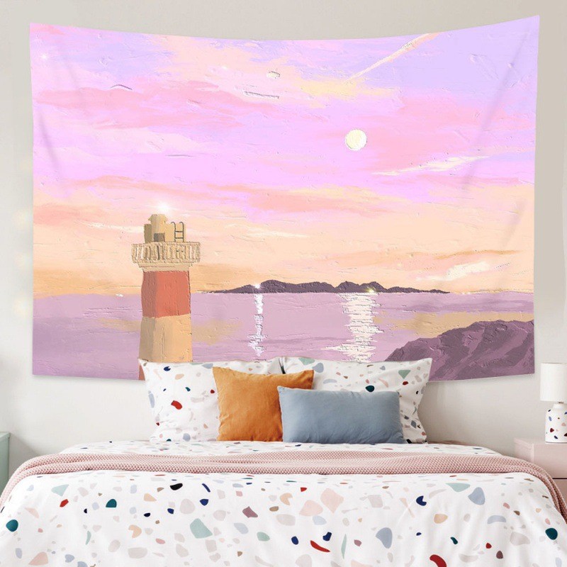 ผ้าแขวน Agirl สไตล์ INS ลายหัวใจน่ารัก ภาพวาดสีน้ำมัน วอลล์เปเปอร์ ผ้าพื้นหลัง ตกแต่งห้องพักหอพัก ห้องนอน ฉากหลังขายส่ง - รูปที่ 4