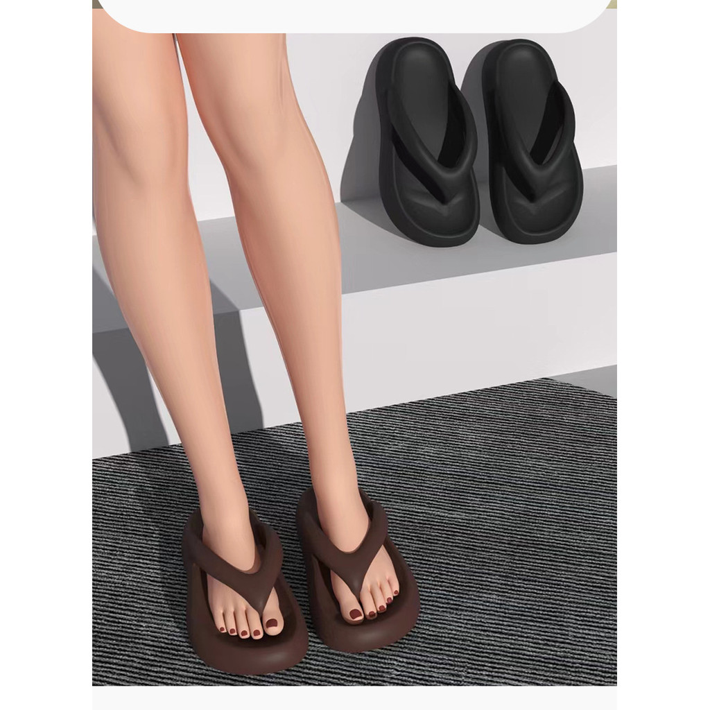 [ขายดีขายดี] 2025 ฤดูร้อนสไตล์ใหม่หนาSoled กันน้ํารอบ Toe รองเท้าแตะลําลองรองเท้าแตะสี Candy Beach Flip-Flops รองเท้าแตะสุภาพสตรี