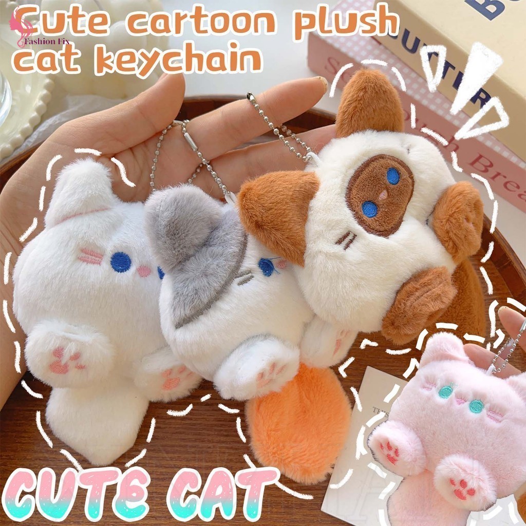 พวงกุญแจแมวตุ๊กตาจัมโบ้สําหรับกระเป๋า/โทรศัพท์/กุญแจ | 11เซนติเมตรตุ๊กตาสัตว์น่ารักตุ๊กตาจี้ของขวัญที่มีห่วงโซ่โลหะทนทาน