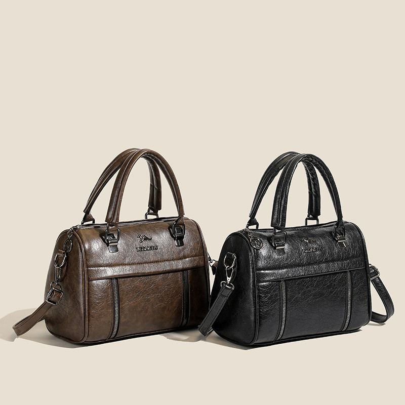 Retro All-Match Ladies Boston Bag ความจุขนาดใหญ่ Casual Tote Bag All-Match Commuter กระเป๋าสะพายแบบพกพา