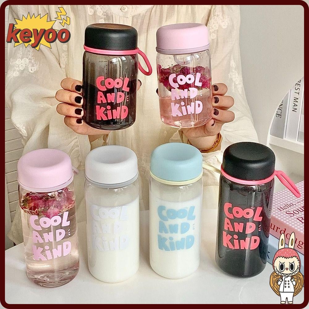 [คู] ถ้วยน้ํานักเรียน, ถ้วยน้ํากีฬาความจุขนาดใหญ่พลาสติก, ความเรียบง่ายพร้อมเชือกเส้นเล็กขวดน้ําโปร่งใสกีฬากลางแจ้ง