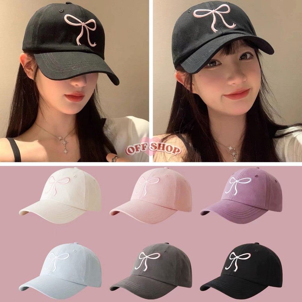 OFF SHOP 🥻 หมวกเบสบอล งานปัก หมวกแก็ป (ปีกโบว์) แฟชั่นเกาหลี cap "MK-1"