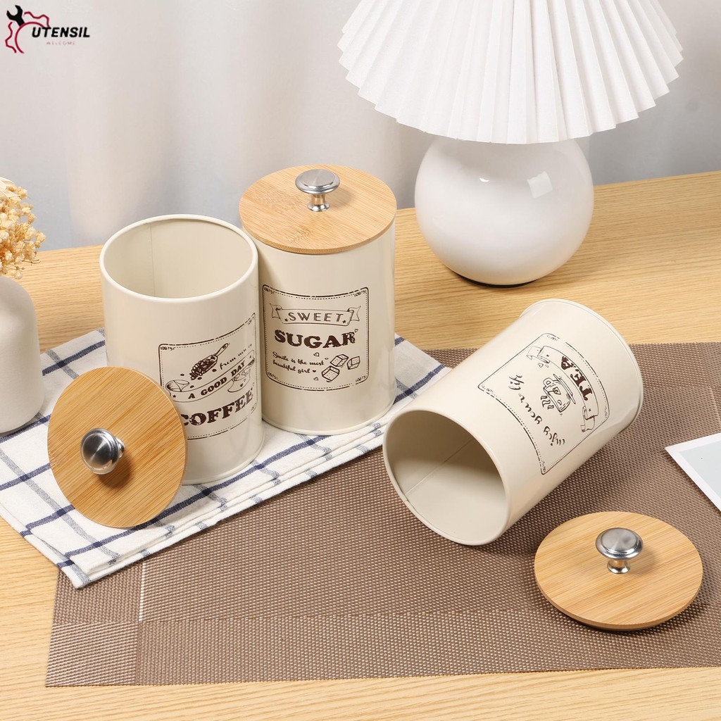 โลหะ Vintage Kitchens คอนเทนเนอร์ชุด Pretty อเนกประสงค์ Airtight Canister ชุดสําหรับห้องครัว SHOPSBC8000 - รูปที่ 6