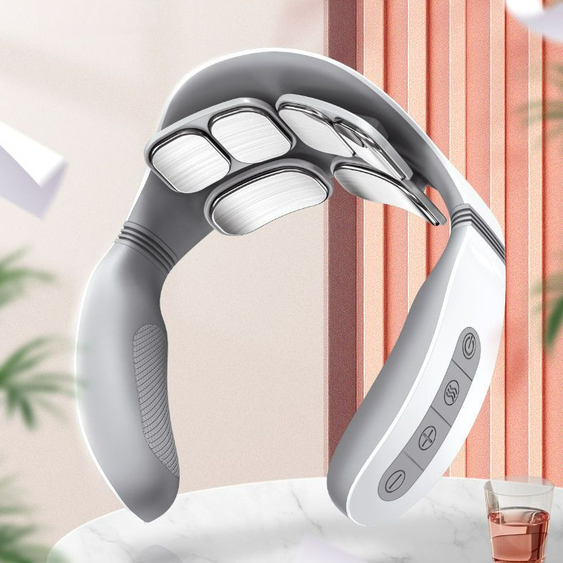 🍀นวดคอ AUX พร้อมการบำบัดด้วยความร้อนเพื่อบรรเทาอาการปวดคอและไหล่ ใหม่ล่าสุด อุปกรณ์บำบัดพัลส์อัจฉริย