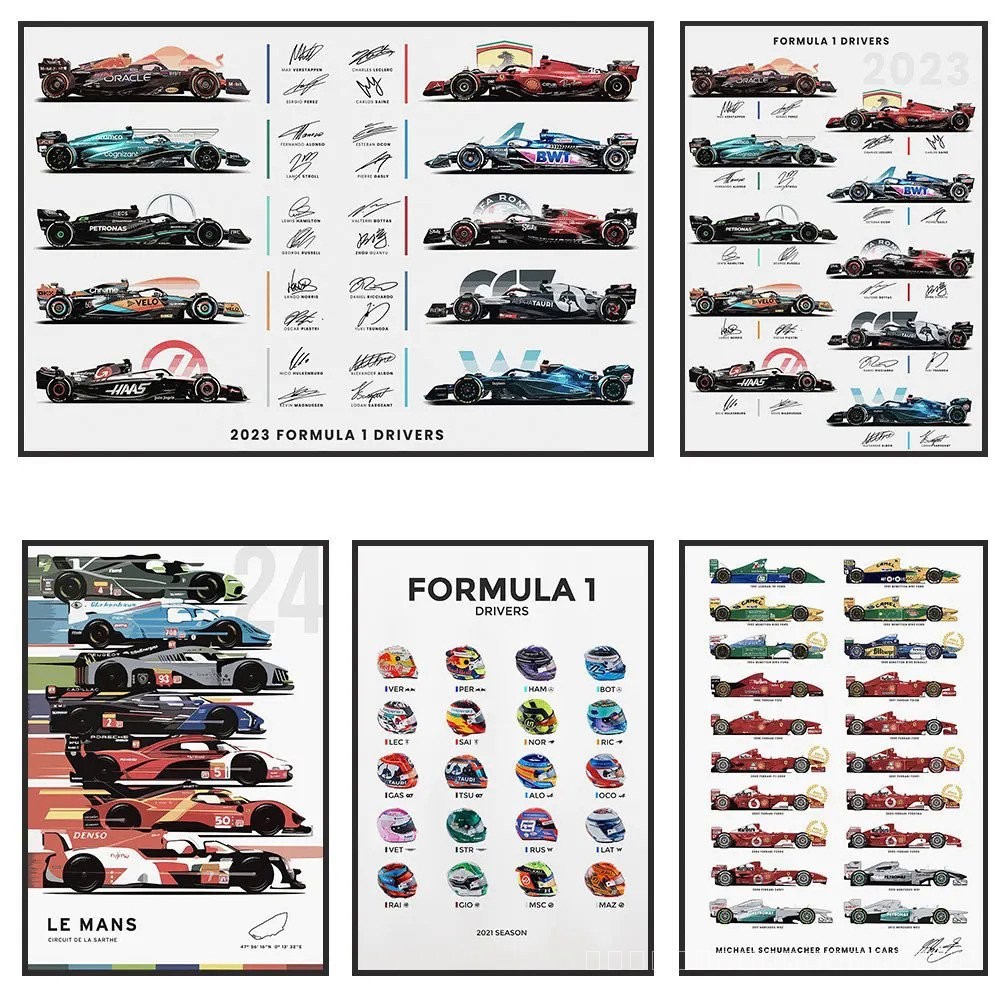 โปสเตอร์ภาพวาดผ้าใบ รูปทีมแข่งรถ 1 F1 ไม่มีกรอบ สําหรับตกแต่งผนังบ้าน ห้องนั่งเล่น 2023