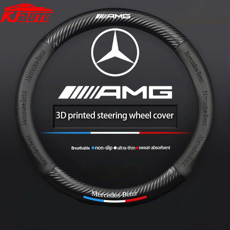ปลอกหนังหุ้มพวงมาลัยรถยนต์ กันลื่น สําหรับ Mercedes Benz AMG A B C E S Class AMG E200 W210 W203 W124 W204 W211 W123 W205 W212 W203 C200 E350 A180 CLA A45 GLC