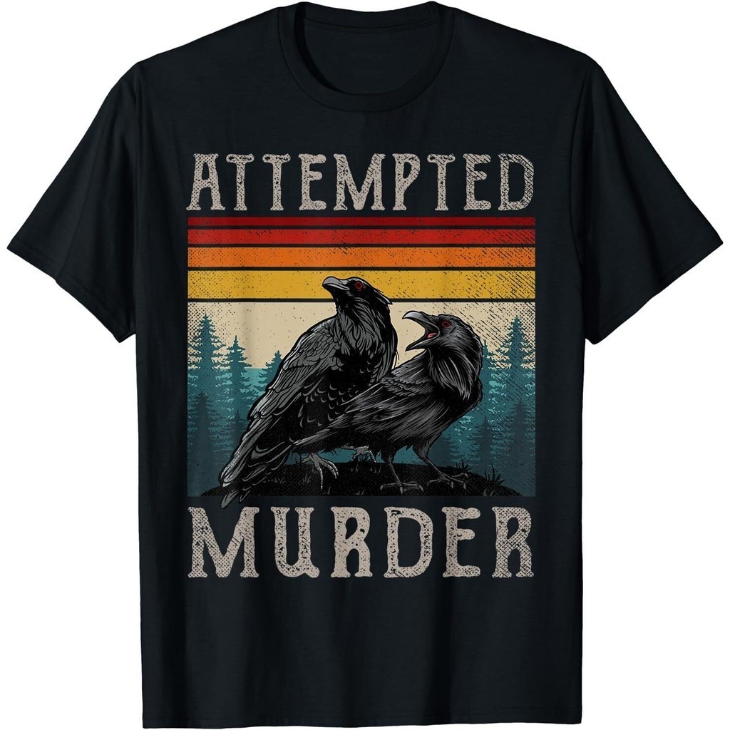 เสื้อยืด พิมพ์ลาย Attempted Murder Crows &amp; Ravens Edgar Allen Poe สําหรับผู้ชาย