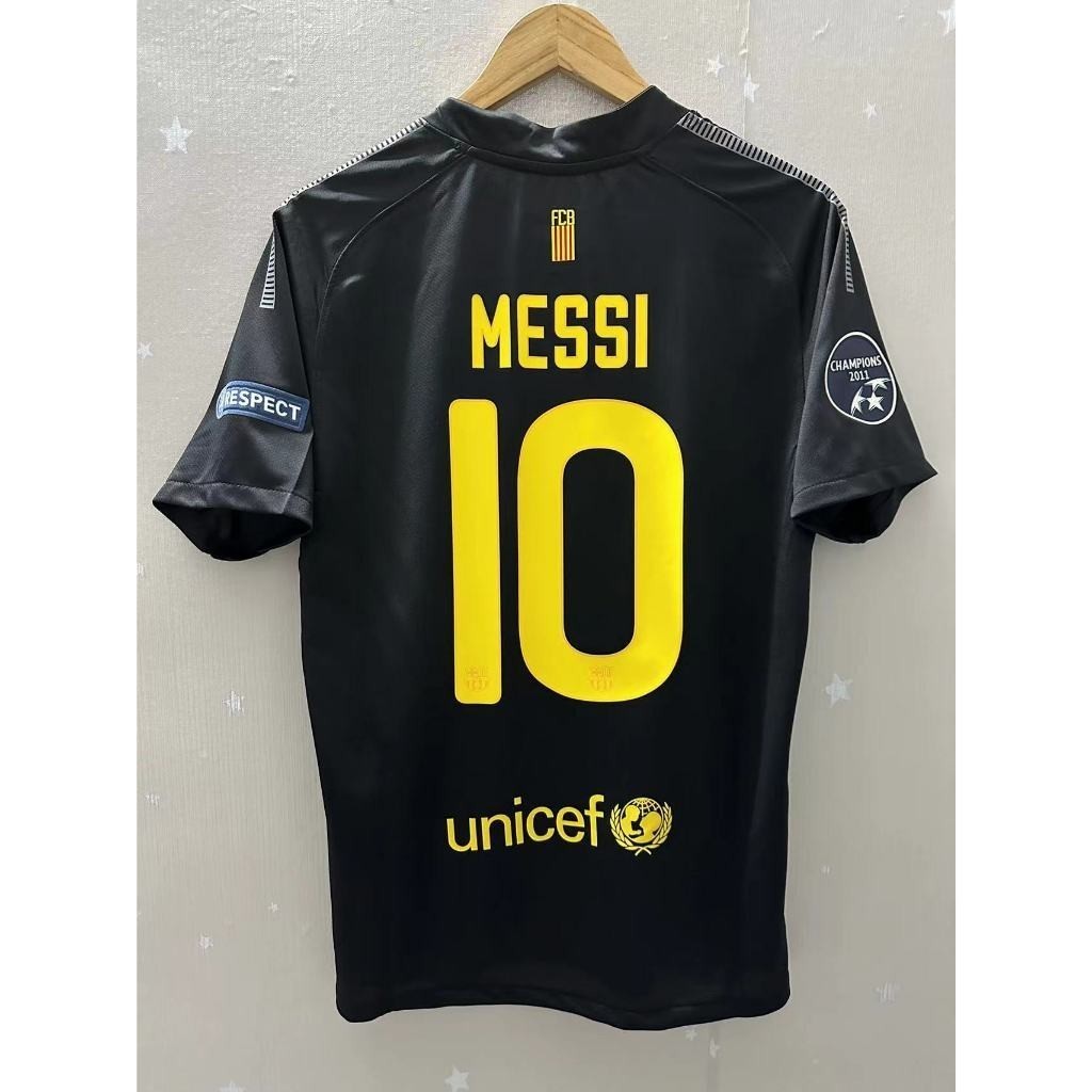11-12 Barcelona Third MESSI A.INIESTA XAVI คุณภาพสูง Retro ฟุตบอล Jersey เสื้อยืดที่กําหนดเอง