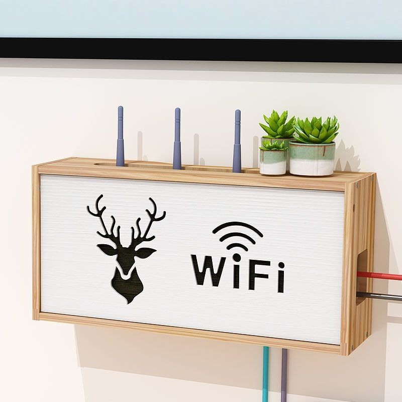 กล่องเก็บของ Wifi ติดผนัง ไม่ต้องเจาะรู เราเตอร์แมวออปติคอล ชั้นวางสายเคเบิลเครือข่ายซ็อกเก็ต W