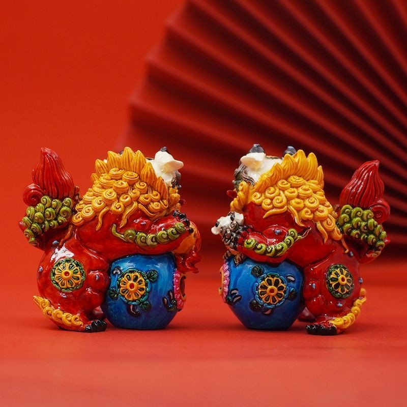 เครื่องประดับ แฮนด์เมด รูปสิงโตเชิดสิงโต สไตล์จีน สําหรับตกแต่งบ้าน ห้องนั่งเล่น